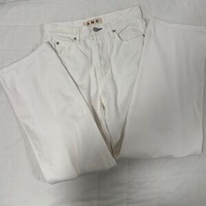 AMO White Sonia Cuffed Jeans